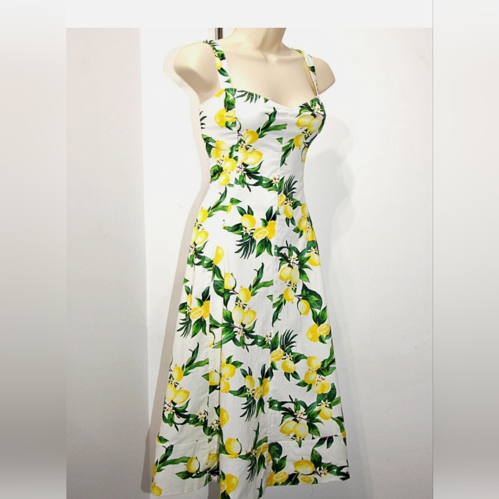 Avec Les Filles White and Yellow Lemon-Print Midi Dress - Picture 16 of 16